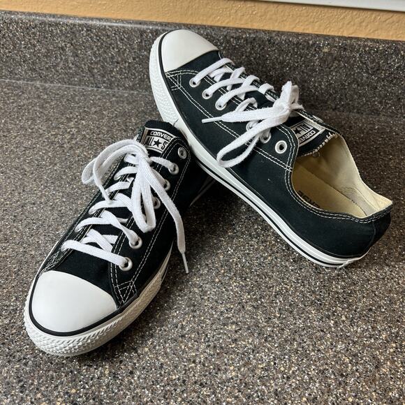 Converse All Star Low Top Black Canvas Shoes Men's 10 Lace Up Sneaker Women's 12 - Picture 2 of 11